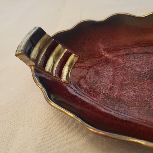 Art Deco Hand Painted & Enamel Carleton Ware Rouge Royale Candy Dish - England - Picture 2 of 8